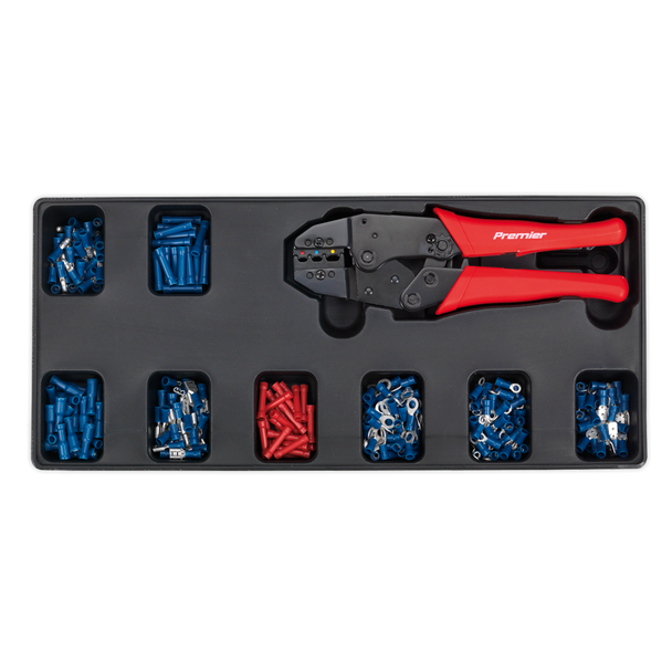 Premier Ratchet Crimper & Assorted Insulated Terminal Set with Tool Tray 325pc