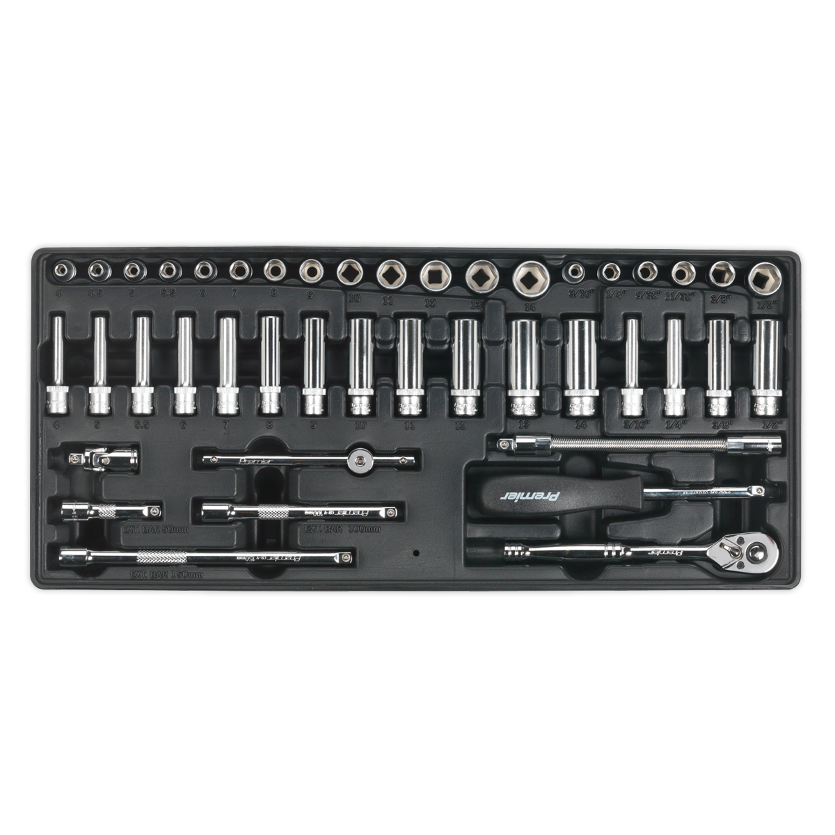 Premier Socket Set with Tool Tray 1/4″Sq Drive 43pc