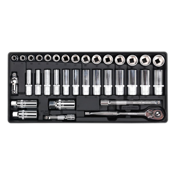 Premier Socket Set with Tool Tray 3/8″Sq Drive 35pc