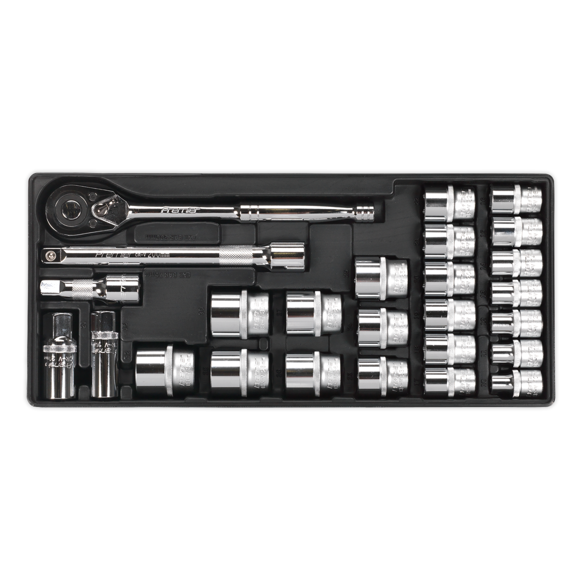 Premier Socket Set with Tool Tray 1/2″Sq Drive 26pc