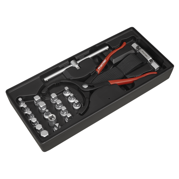 Premier Oil Filter Wrench, Pliers & Drain Key Set with Tool Tray 21pc