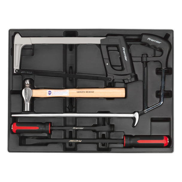 Premier Pry Bar, Hammer & Hacksaw Set with Tool Tray 6pc