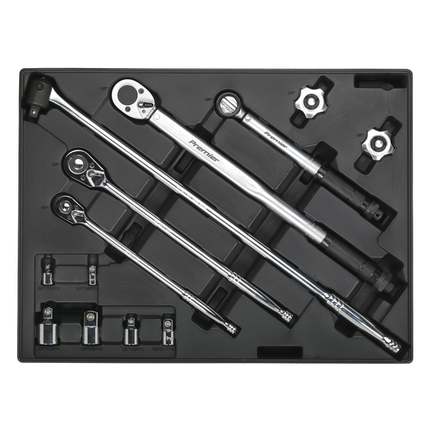 Premier Ratchet, Torque Wrench, Breaker Bar & Socket Adaptor Set with Tool Tray 13pc