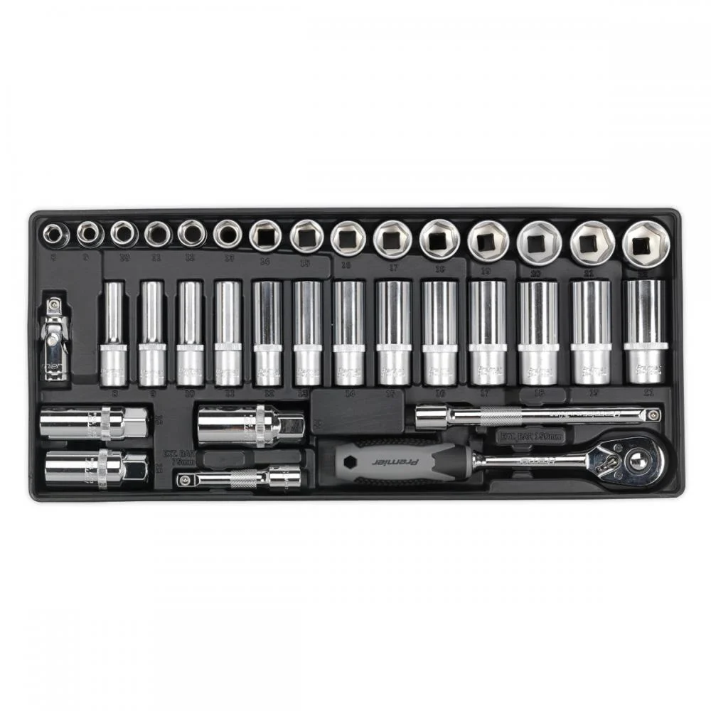 Premier Tool Tray with Socket Set 35pc 3/8″Sq Drive
