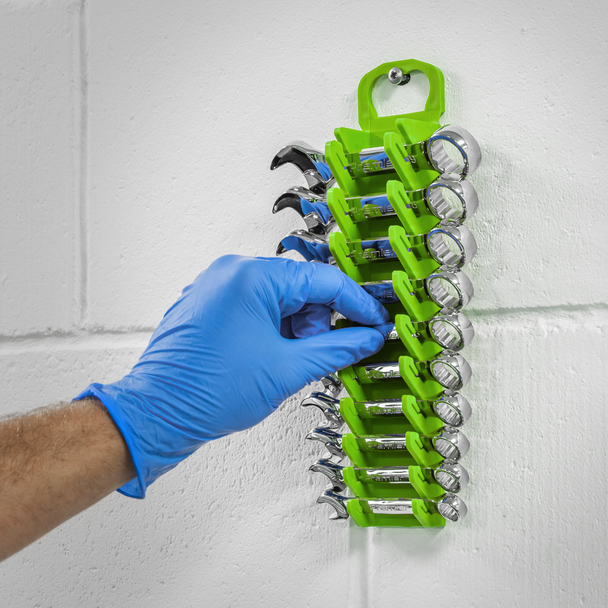Premier Spanner Rack Capacity 10 Stubby Spanners – Hi-Vis Green
