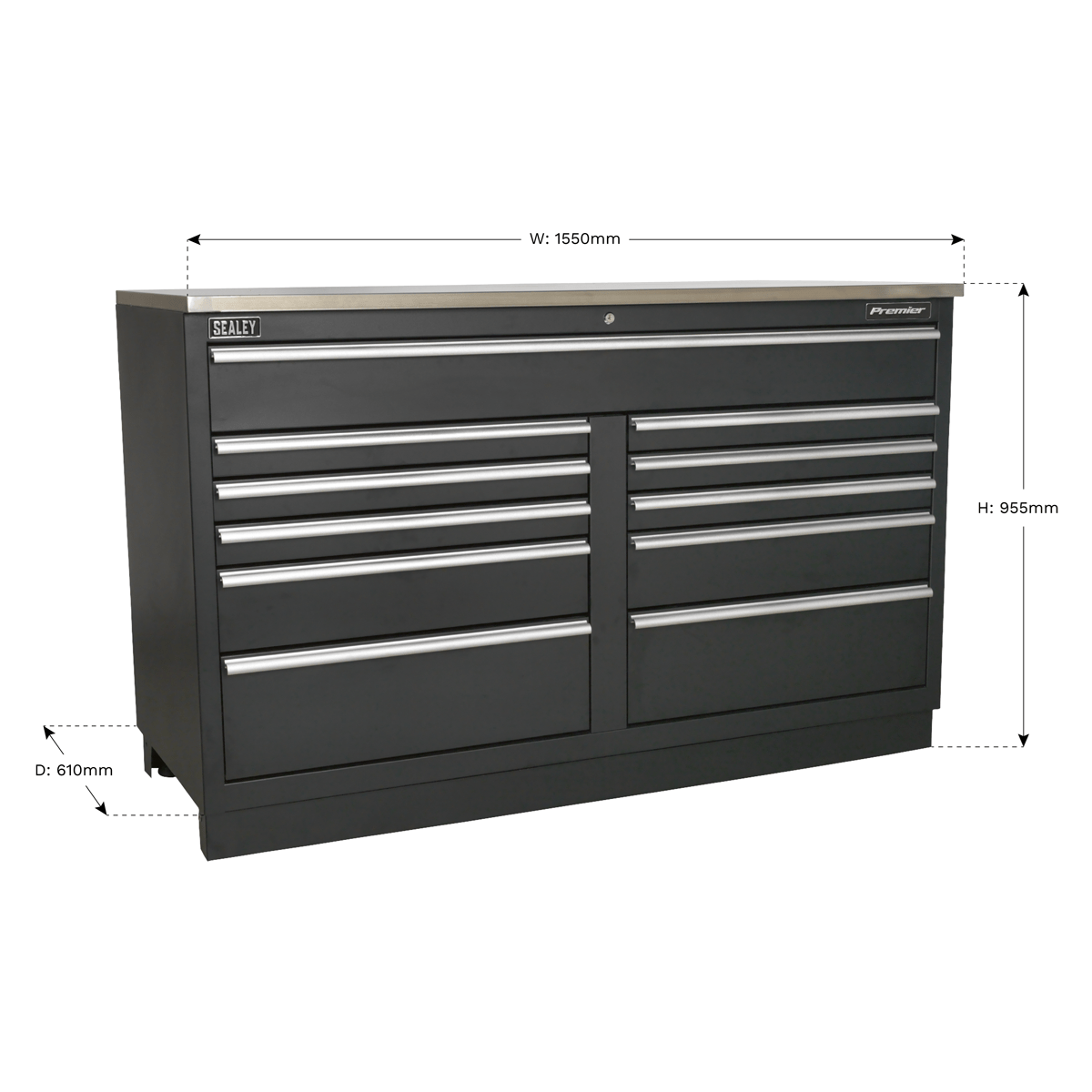 Sealey Modular Floor Cabinet 11 Drawer 1550mm Heavy-Duty