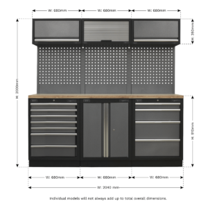 Sealey Superline Pro 2.0m Storage System – Wood Worktop