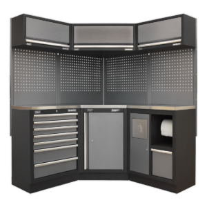 Sealey Superline Pro 1.6m Corner Storage System – Stainless Worktop