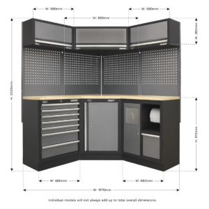 Sealey Superline Pro 1.6m Corner Storage System – Wood Worktop