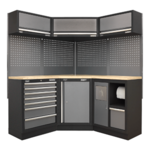 Sealey Superline Pro 1.6m Corner Storage System – Wood Worktop