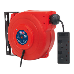 Sealey Cable Reel System Retractable 10m 2 x 230V Socket