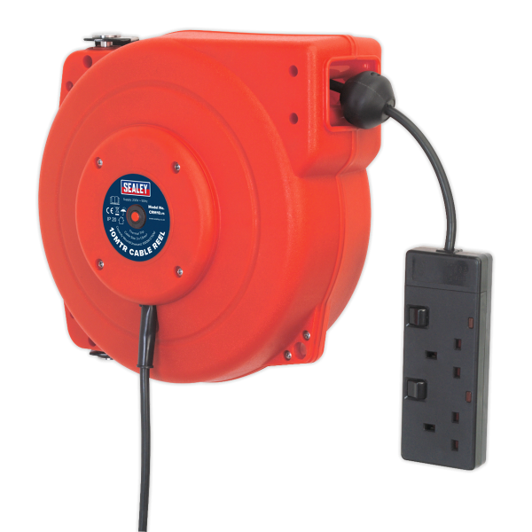 Sealey Cable Reel System Retractable 10m 2 x 230V Socket