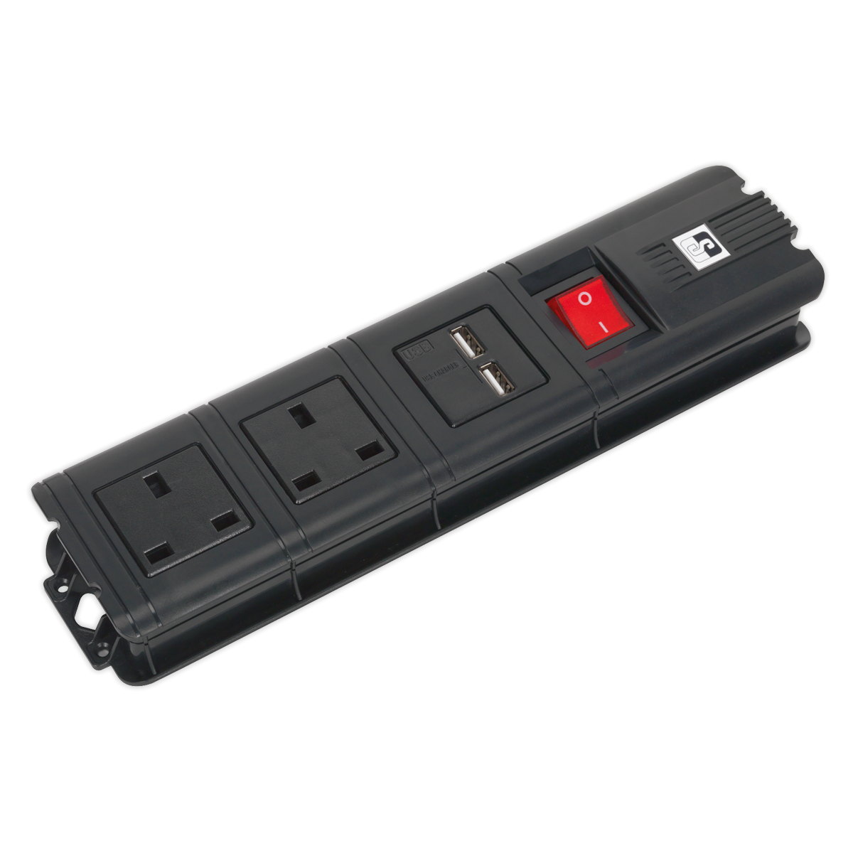Sealey Extension Cable 2.6m 2 x 230V + 2 x USB Sockets – Black