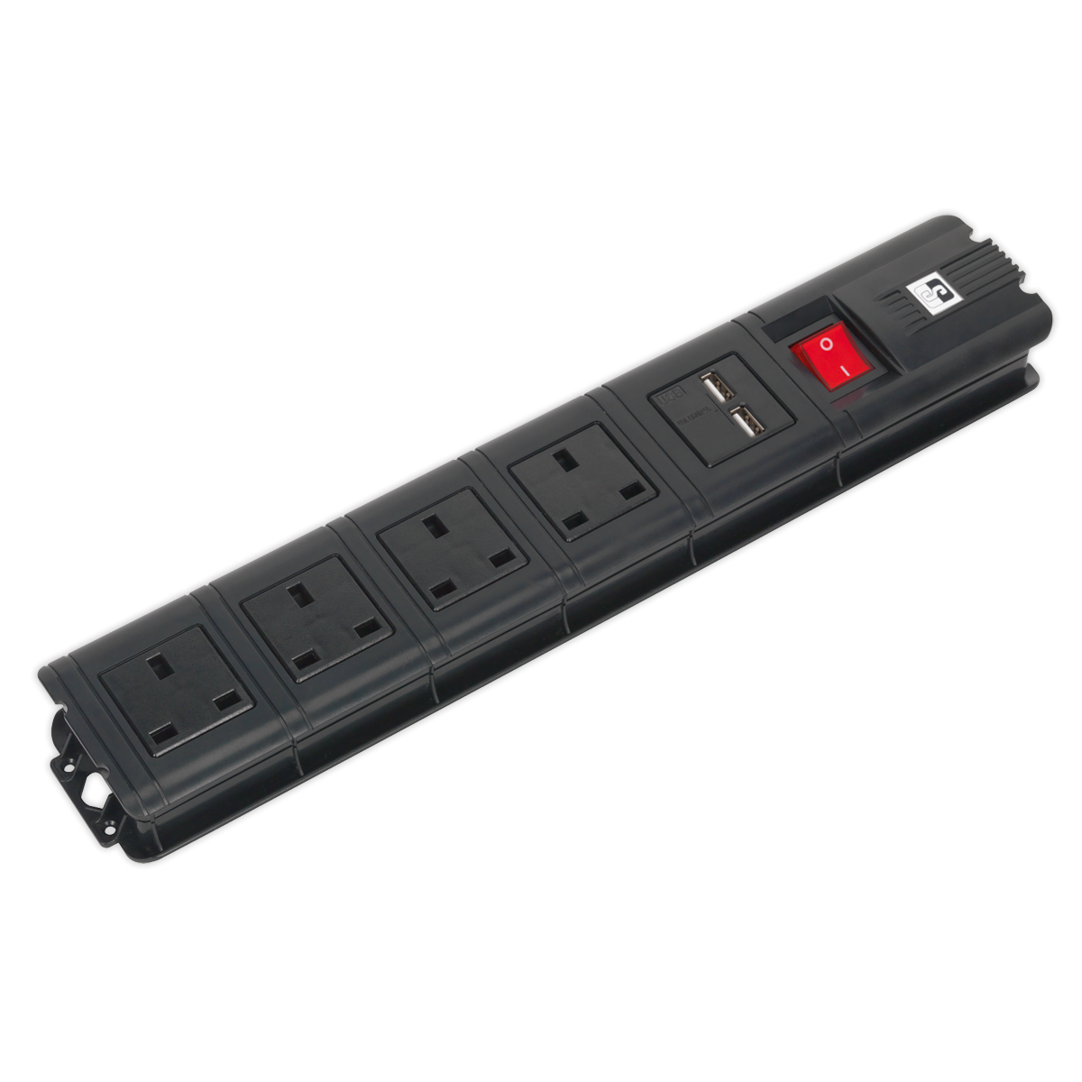 Sealey Extension Cable 2.6m 4 x 230V + 2 x USB Sockets – Black